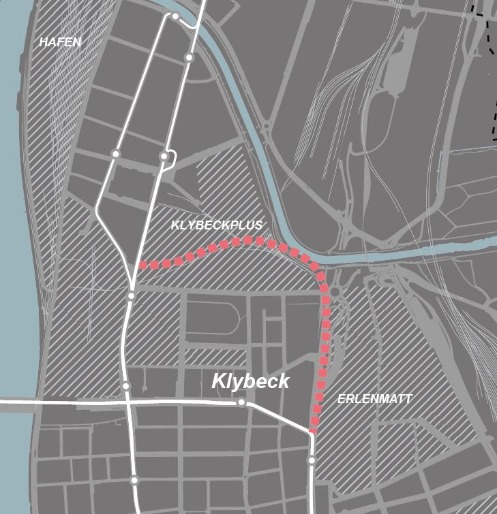 Skizze Streckenführung Tram Klybeck